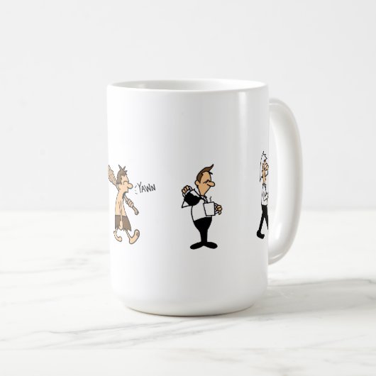 Die sonnige Evolution der Kaffeetrinker Kaffeetasse (VorderseiteRechts)