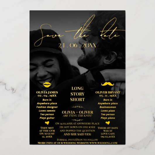 Die sonnige Hochzeit rettet das Datum Folieneinladung (Vorderseite)