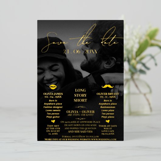 Die sonnige Hochzeit rettet das Datum Folieneinladung (Stehend vorne)