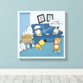 Die sonnige Katze bricht in den Raum, die Leinwand (Insitu (Holzboden))