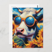 Die sonnige Kuh in der Sonnenbrille auf einem Sonn Postkarte (Vorne/Hinten)