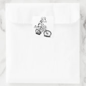 Die sonnige Kuh reitet mit dem Rad Quadratischer Aufkleber (Tasche)