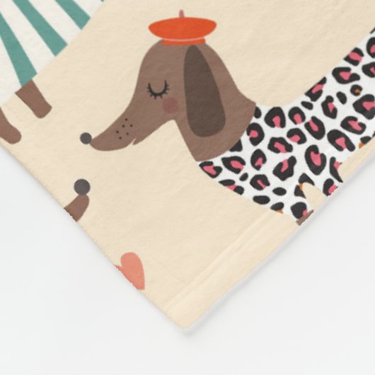 Die sonnigen Dackeln in Hats und Sweatern Fleecedecke (Ecke)