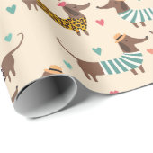 Die sonnigen Dackeln in Hats und Sweatern Geschenkpapier (Rolleneckpunkt)