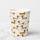 Die sonnigen Dackeln in Hats und Sweatern Pappbecher (Links)