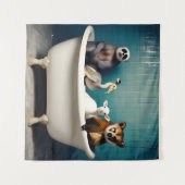 Die sonnigen Tiere im Badezimmer Wandteppich (Vorderseite (Horizontal))
