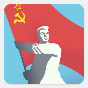Die Sowjetunions-Arbeitskraft-Vintager Kunstdruck Quadratischer Aufkleber