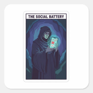Die soziale Batterie Introvertierten Humor | Niedr Quadratischer Aufkleber