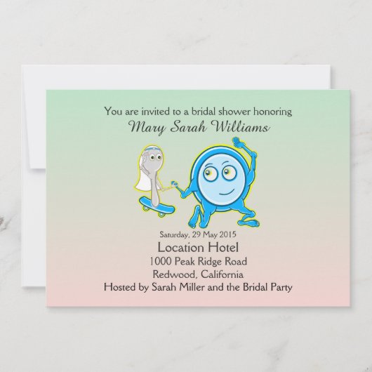 Die Speisekarte lief mit dem Löffel-Brautparty weg Einladung (Vorderseite)