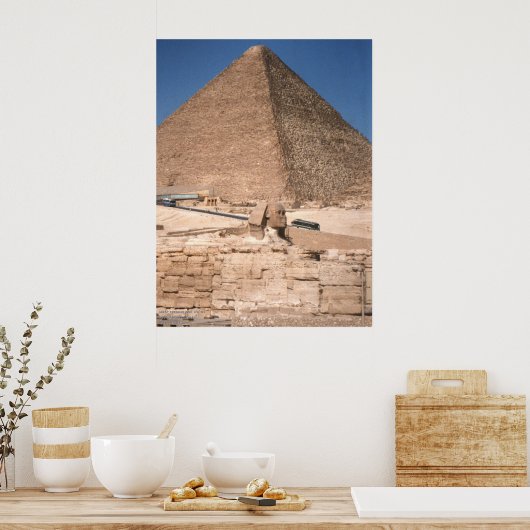 Die Sphinx und die Große Pyramide von Gizeh Poster (Küche)