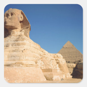 Die Sphinx und die Pyramide von Khafre, Giseh Quadratischer Aufkleber