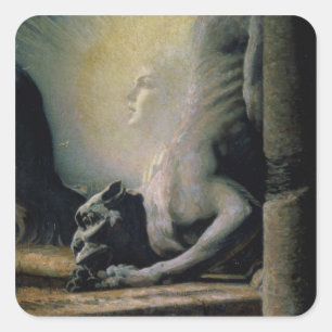 Die Sphinx und die Schimäre, 1906 (Öl auf Quadratischer Aufkleber