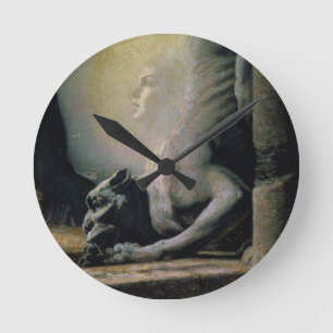 Die Sphinx und die Schimäre, 1906 (Öl auf Runde Wanduhr