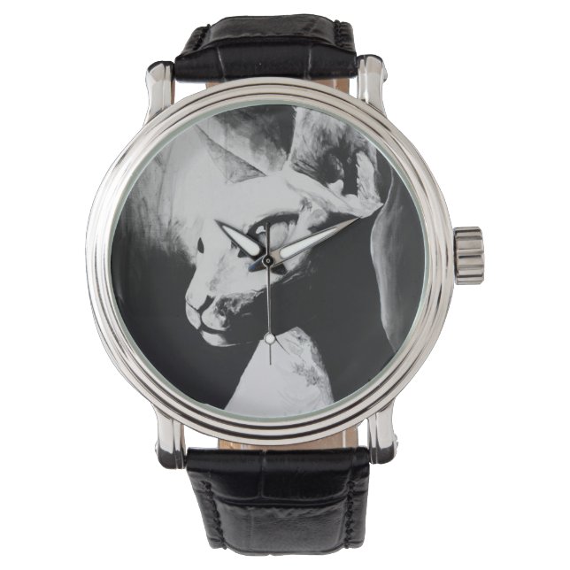 Die Sphynx Cat Feline Original Art Watch Armbanduhr (Vorderseite)