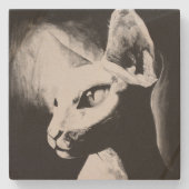 Die Sphynx Cat haarlose Kitsch Black & White Art Steinuntersetzer (Vorderseite)