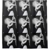 Die Sphynx Katzen-katzenartige schwarze u. weiße Duschvorhang (Vorderseite)