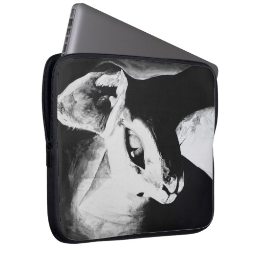 Die Sphynx Katzenwelse Schwarz-weiße Kunst Laptopschutzhülle (Vorne Rechts)