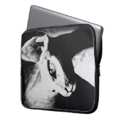 Die Sphynx Katzenwelse Schwarz-weiße Kunst Laptopschutzhülle (Vorderseite Links)