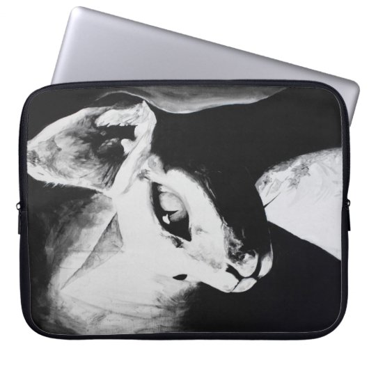 Die Sphynx Katzenwelse Schwarz-weiße Kunst Laptopschutzhülle (Vorderseite)