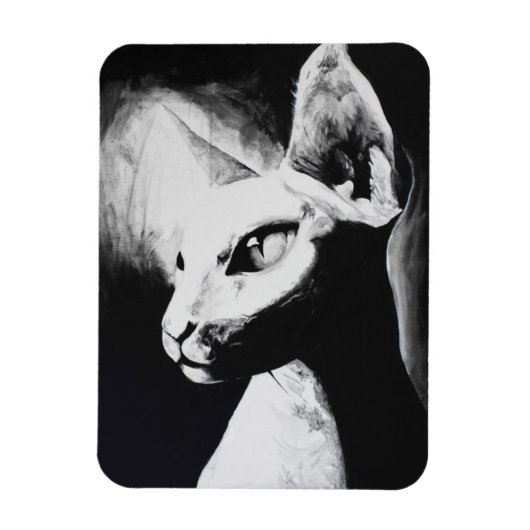 Die Sphynx Katzenwelse Schwarz-weiße Kunst Magnet (Vertikal)