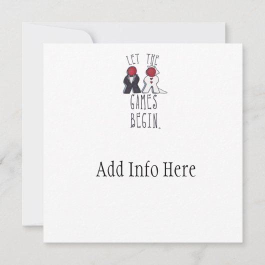 Die Spiele beginnen Meeple Hochzeitskunst Ankündigung (Rückseite)