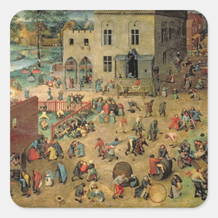 Die Spiele der Kinder, 1560 Quadratischer Aufkleber