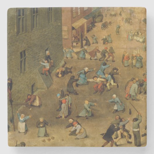 Die Spiele der Kinder: Detail der Spitzenrechter Steinuntersetzer (Vorderseite)