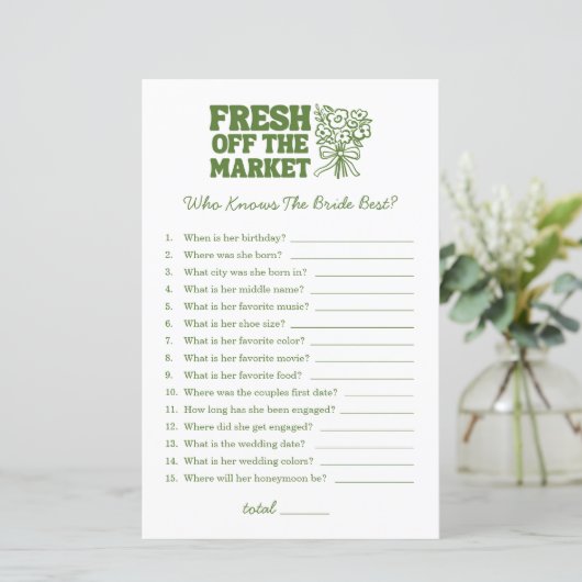 Die Spiele zum grünen Brautparty des Marktes (Stehend Vorderseite)