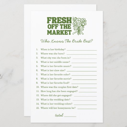 Die Spiele zum grünen Brautparty des Marktes (Vorne/Hinten)