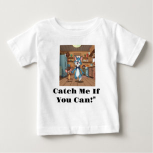 Die spielerische Blue Cat & Clever Maus Vintager Baby T-shirt