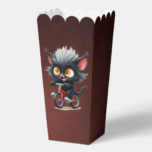 Die spielerische schwarze Katze auf dem Roten Fahr Geschenkschachtel