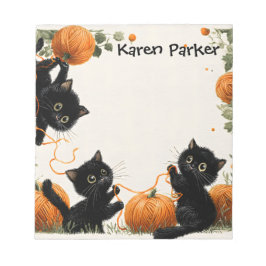 Die spielerische schwarze Katze mit Pumpkin-Inspir Notizblock