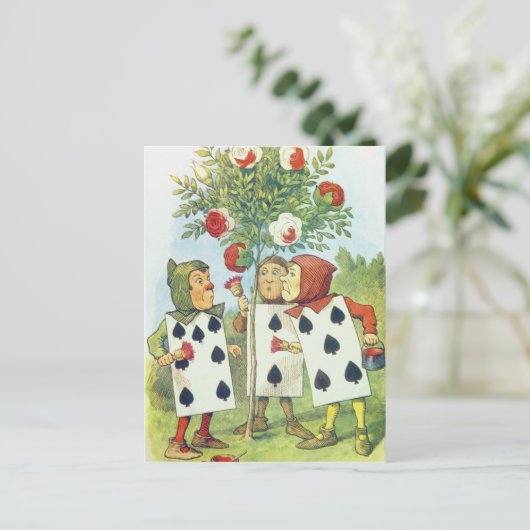 Die Spielkarten, die die Rose Bush malen Postkarte (Stehend Vorderseite)