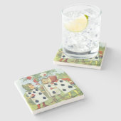 Die Spielkarten, welche die Rose Bush malen Steinuntersetzer (Seitenansicht)