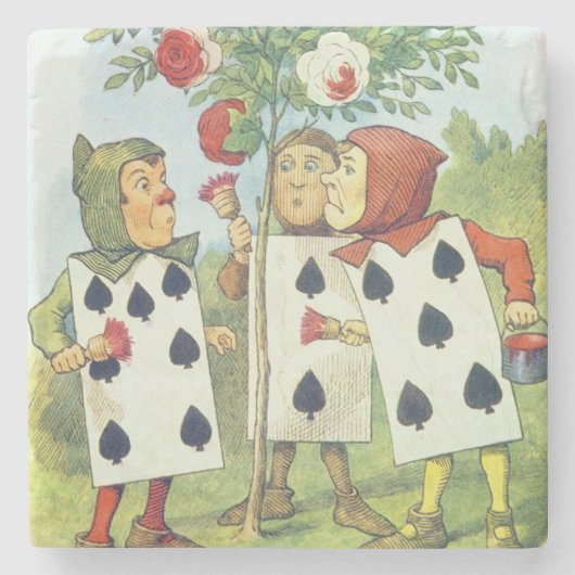 Die Spielkarten, welche die Rose Bush malen Steinuntersetzer (Vorderseite)