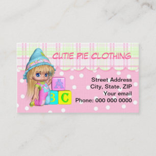 Die Spielwaren der Visitenkarte-Kinder, Kleidung, Visitenkarte