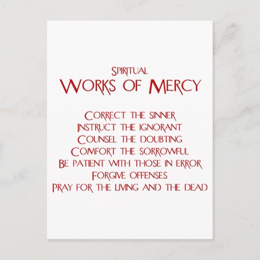 Die spirituellen Werke der Gnade Postkarte (Vorderseite)