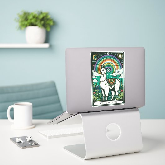 Die Spitter-Llama-Tarot-Karte Aufkleber (Laptop auf Schreibtisch)