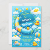 Die Splash-Blasen Sommerduckschaum 1. Geburtstag Einladung (Vorderseite)