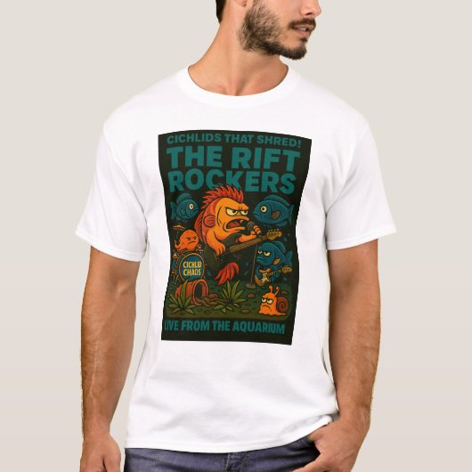 Die Splitterrockers | Funny Cichlid Band Aquarium T-Shirt (Vorderseite)