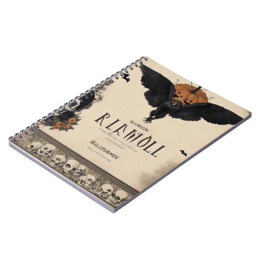 Die Spooky Vibes mit einem Crow und Skull erleben Notizblock (Linke Seite)