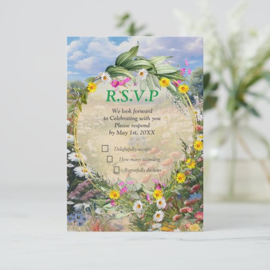 Die Sprache der Blume RSVP Karte (Stehend Vorderseite)