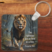 Die Sprichwörter 28:1 Bibel Rechtschaffene sind kü Schlüsselanhänger (Rückseite)