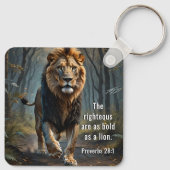 Die Sprichwörter 28:1 Bibel Rechtschaffene sind kü Schlüsselanhänger (Rückseite)