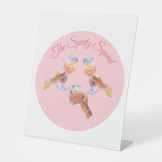 Die Spritz Squad | Junggeselinnen-Abschied Bridal  Sockelschild (Vorderseite)