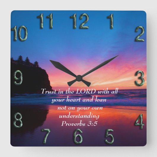 Die Spuren 3:5 wunderschöner Ozean und Himmel Quadratische Wanduhr (Vorderseite)