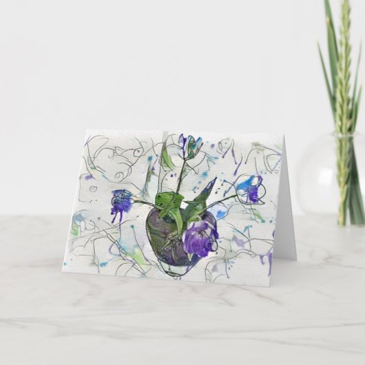 Die Squiggly-Serie: Blaue Tulips Dankeskarte (Vorderseite)