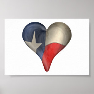Die Staatsflagge von Texas im Herzen Poster