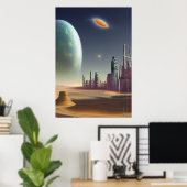 Die Stadt auf einem Alien-Planeten | AI Art Poster (Heimbüro)