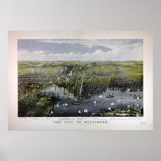 Die Stadt Baltimore von Currier & Ives (1880) Poster (Vorne)